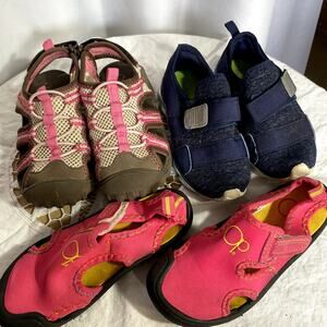 3 Pair girl unisex shoes Cat & Jack Old Navy OP Sz 9, 10 9/10 pink blue water